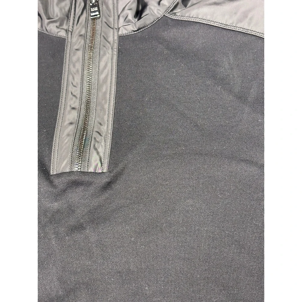 Hugo Boss Mens Black Quarter Zip Pullover Cotton Sweater Contrast Shoulder Small